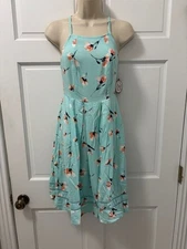 New SO Kohls Women's Small Sundress Blue w/ Flowers, Adjustable Straps