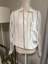 New Joules Women's Lorena Linen Long Sleeve Collared Button Down Shirt SZ 6 $93