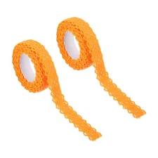 2pcs 0.7" Wide 2 Yards Self-Adhesive Lace Tape Ribbon Cotton Washi Trim Orange