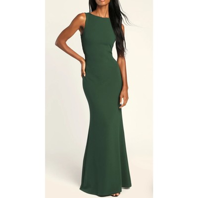 Lulus Love In Your Eyes Hunter Green Knotted Mermaid Maxi Dress Size M Formal