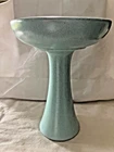 Old Vintage HAEGER USA Pottery Pedestal Planter Bowl Turquoise Light Blue Vase