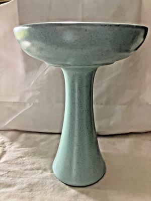 Old Vintage HAEGER USA Pottery Pedestal Planter Bowl Turquoise