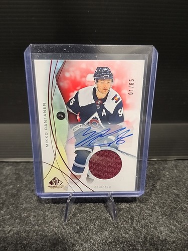 2024-25 UD SP Game Used Red Auto Jersey 01/65 Mikko Rantanen 1st On Print