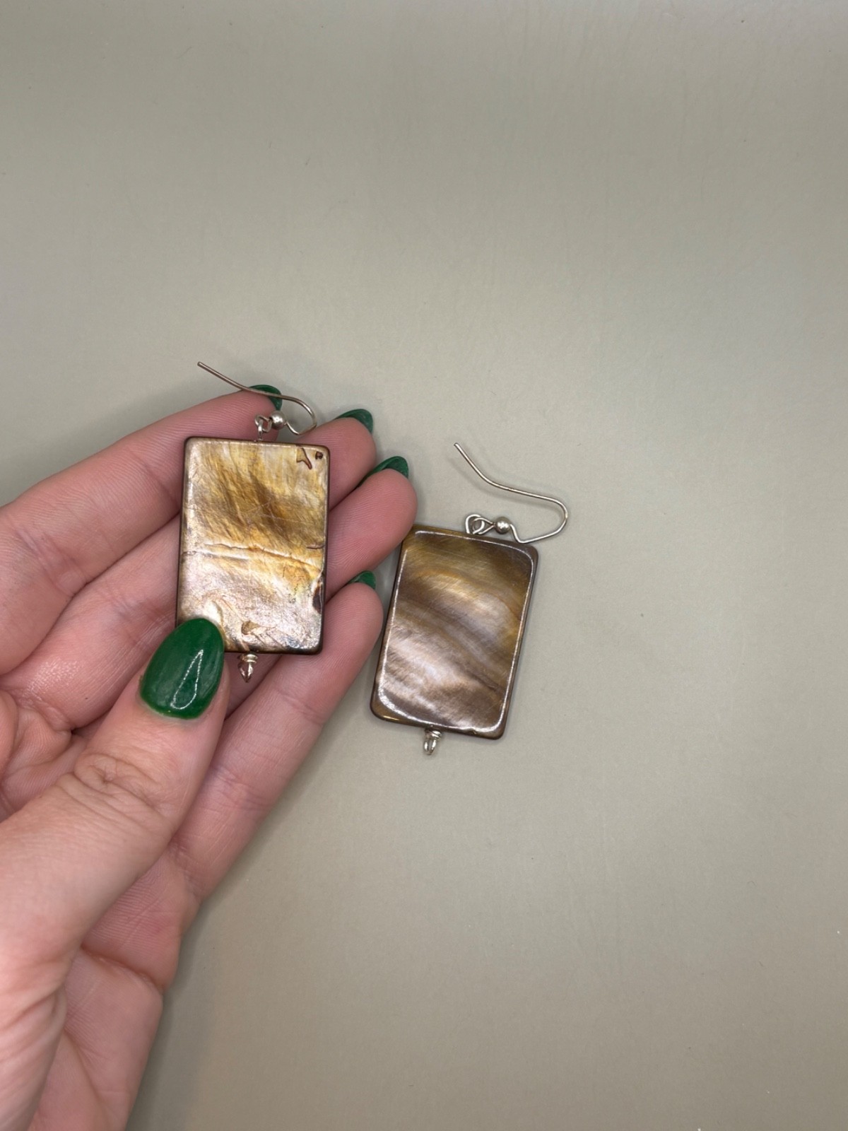 Rectangular Shell Dangle Earrings | Mother of Pea… - image 3