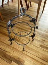 Two Tier Pie Stand Vintage Black Metal Plate Rack Grape Vine Leaves