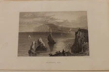 1800 STEEL ENGRAVING PRINT ISLE OF WIGHT FRESHWATER BAY 20CM X 14CM P2729