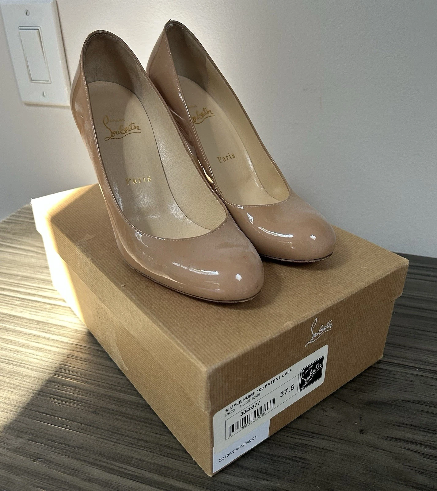 Christian Louboutin — Christian Louboutin Women’s Simple Pump 100 Patent Calf Nude 37.5