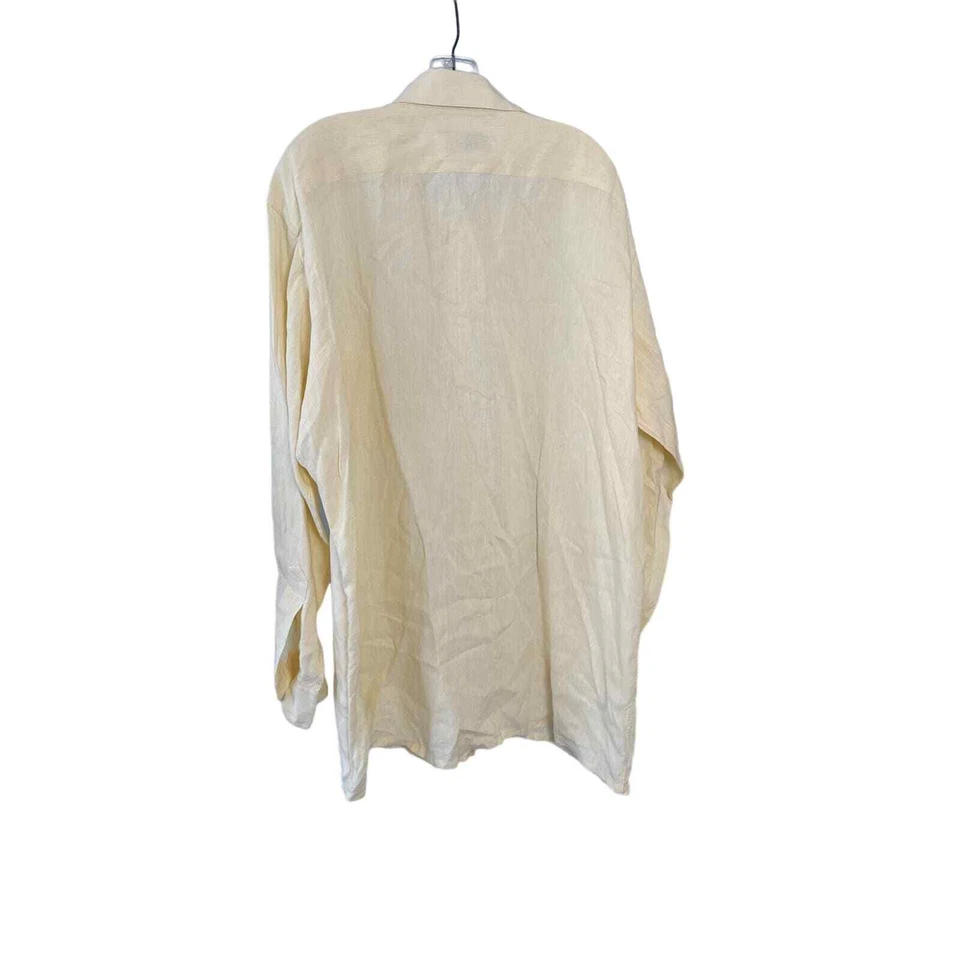 Tom James Yellow Linen Custom Made Button Down Oxford Shirt Pre-owned - Image 3 of 4