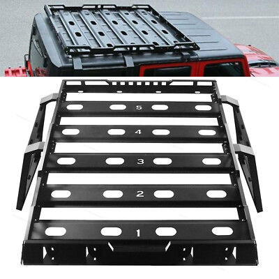 Roof Rack Cargo Basket Double ladders Fit 07-18 Jeep Wrangler JK 4-Door No  Drill
