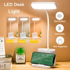 Dimmable LED Desk Light Touch Sensor Table Bedside Reading Lamp USB Rechargeable