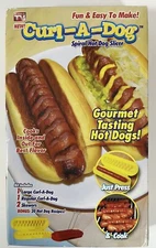 CURL-A-DOG Spiral Gourmet Grilling HOT DOG Sausage SLICER Skewers & Recipes