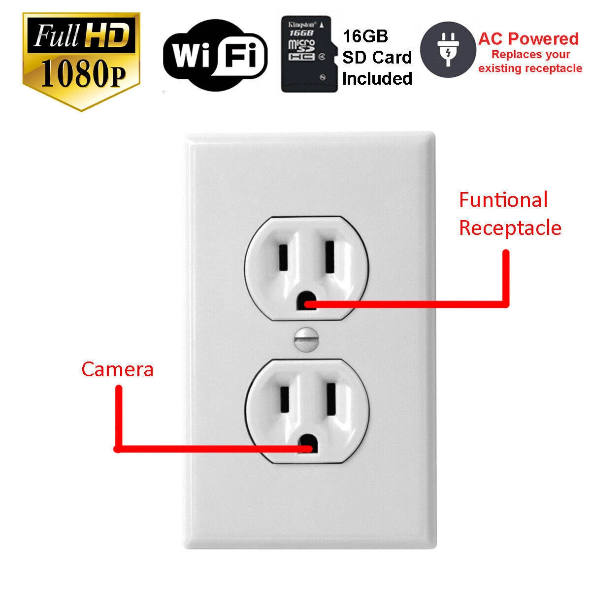 Wifi wall cheap outlet camera