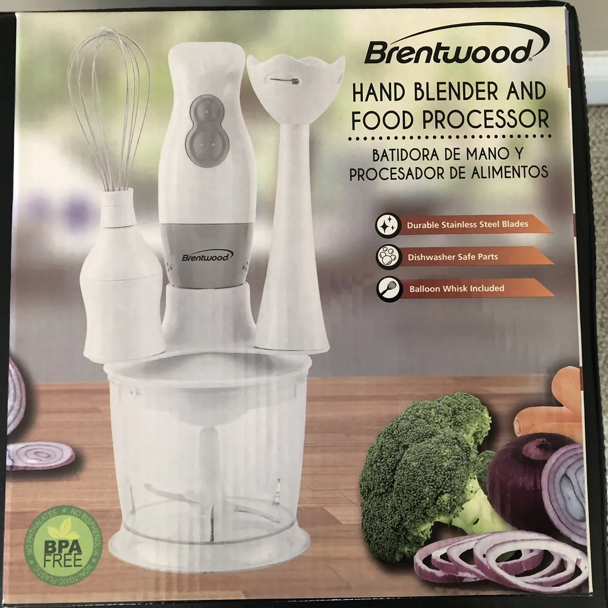 NEW Hand Blender & Food Processor Compact Blend, Chop, Purée, Whisk  Brentwood
