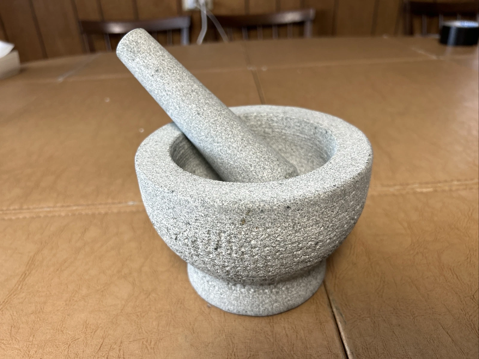 Mortar and Pestle Set - 5.5” Inch Granite Molcajete Bowl Stone Grinder