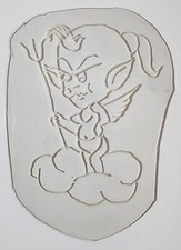 1970's ORIGINAL, Traditional, Vintage Acetate Tattoo Stencil She Devil Hot Stuff