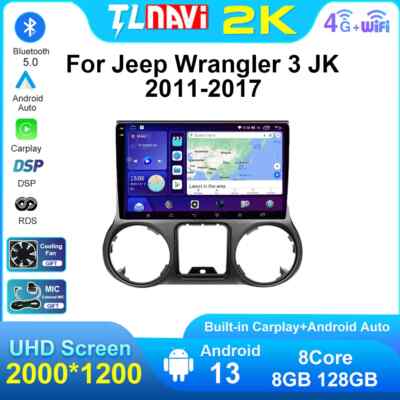 For Jeep Wrangler 3 JK 2011-2017 Carplay Car Radio Player GPS Multimedia Screen