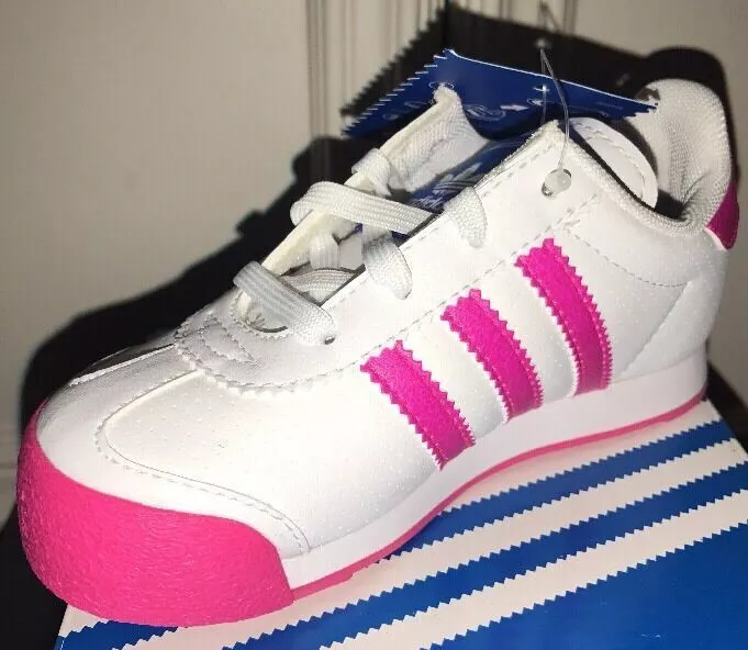 New Adidas Samoa I White Pink Gold Toddler Baby Girl Size 8K