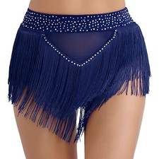 Womens Mesh Briefs Tassel Mesh Belly Dance Shorts Bottoms Samba Dancewear