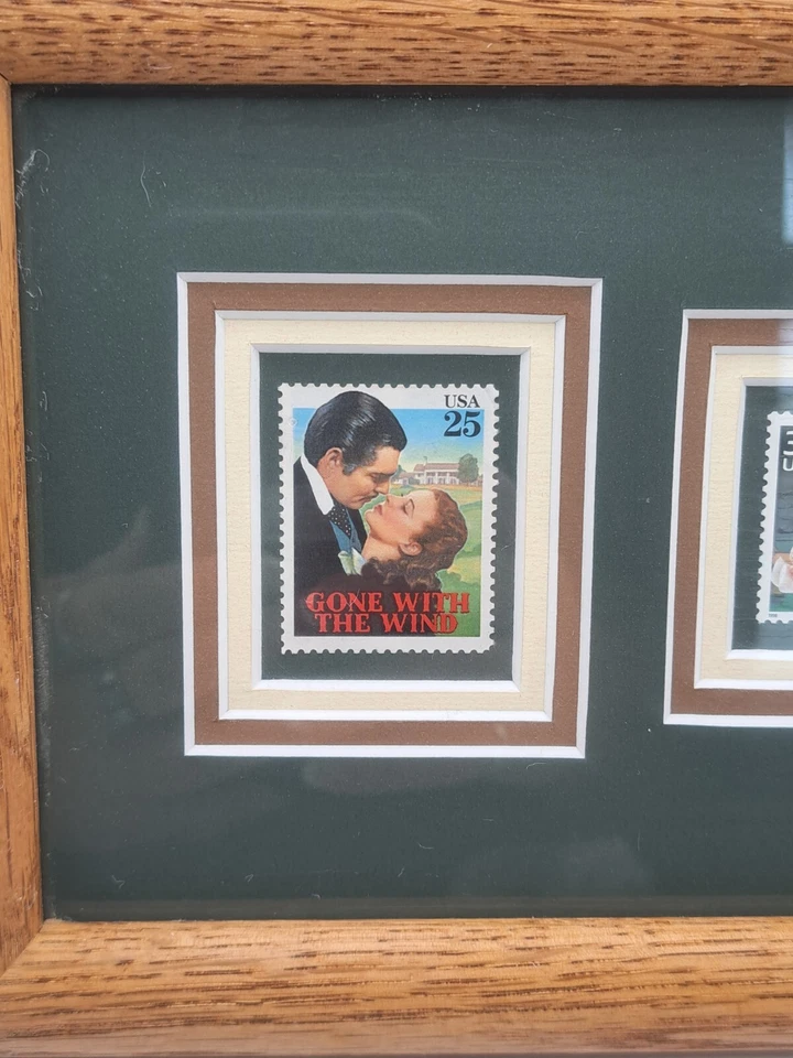 RARE Two Gone With The Wind Collectible Stamps Unused 25 cent and 32 cent Framed - Image 2 of 4