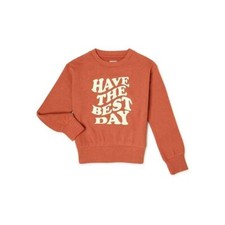 Wonder Nation Girls' Long Sleeve Graphic Sweatshirt-Sienna Burn-XS 4-5 -NWT