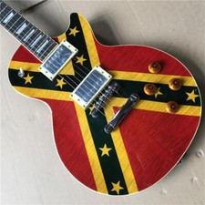 Red Flag Electric Guitar Red Wood Fingerboard Peach Blossom Heart Wooden Body