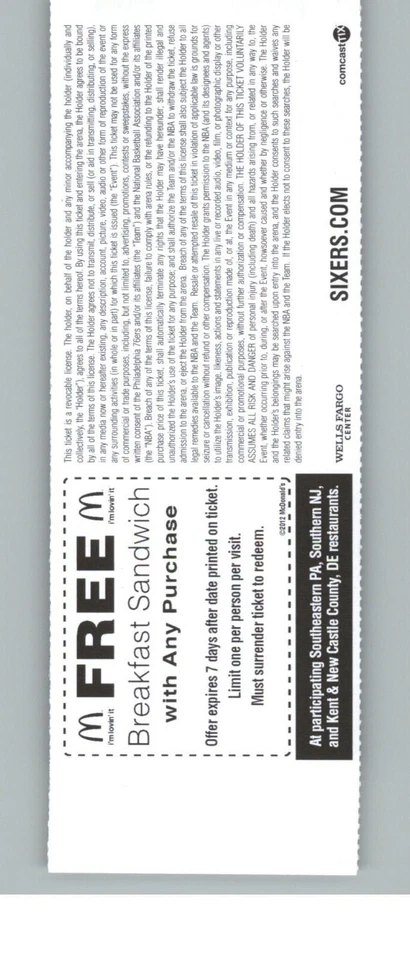 Полный билет Milwaukee Bucks vs Philadelphia 76ers 11/12/2012 - Чарльз Баркли - Изображение 2 из 2