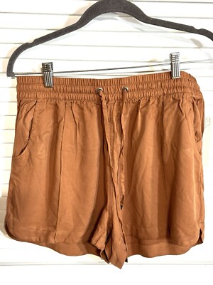 C isa Paperbag Shorts Women Size Large Pockets Brown Lizard Thicket NWT