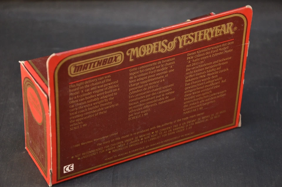 MATCHBOX 1986 MODELS OF YESTERYEAR 1930 MODEL A FORD VAN SCALA 1/40 ANNI 80 - Immagine 3 di 4