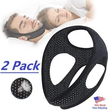 2x Anti-snoring Chin Strap Good Breathable Sleeping Chin Strap for Men and Women