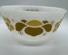 VERY RARE FIRE-KING Anchor Hocking Milk Glass Mixing Bowl Mustard Floral SAMPLE