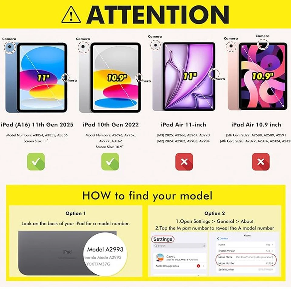 Funda de 11 pulgadas giratoria 360 grados de cuero PU para Apple iPad 11th A16 2025 Foto 2 de 4