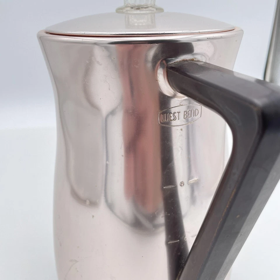 Percolador de café eléctrico West Bend vintage 8 tazas perilla de vidrio tono cobre MCM Foto 3 de 4