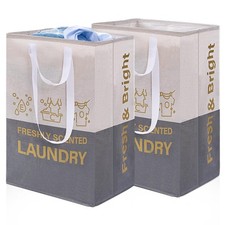2 Pack Laundry Baskets, 92L Freestanding Laundry Basket with Handles, Waterpr...