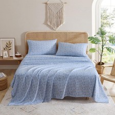 Indigo Ink - Queen Bed Sheets, Cotton Flannel Bedding with Matching Pillowcas...