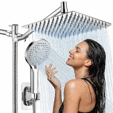 10 Inch Rainfall Shower Head with Handheld Combo and Extension Arm Large