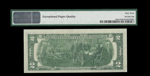Billetes de Estados Unidos 1976 Chicago PMG 63EPQ de 2 dólares - Imagen 2 de 2