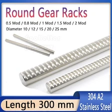 Round Gear Racks 0.5 - 2 Module 300 mm For CNC Router Linear Motion A2 Stainless