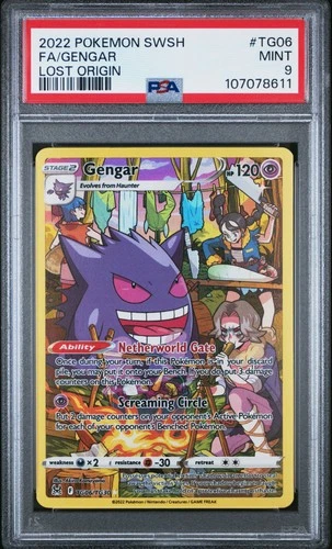 2022 POKEMON SWORD & SHIELD LOST ORIGIN #TG06 FULL ART/GENGAR PSA 9