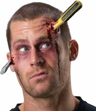 Screwed Up Screwdriver Stab Wound Halloween Costume Makeup Latex Prosthetic
