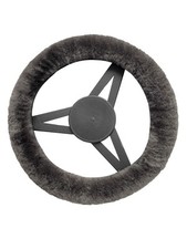Natural Auto Sheepskin Steering Wheel Cover Carbon Grey Natural Auto Sheepskin Steering Wheel Cover Carbon Grey