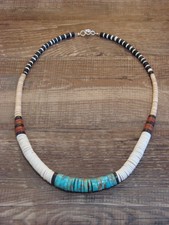 Native American 19" Santo Domingo Multi Stone Heishi Necklace - Crespin