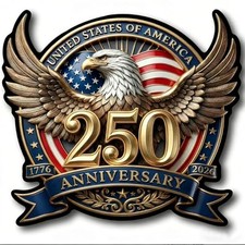 1 Pc 250th Anniversary Car Window Decal Sticker Patriot Eagle Decal for Car T...