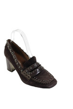 Donald J Pliner Womens Suede Studded Slide On Pumps Brown Size 7 Medium