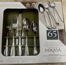 Mikasa French Countryside 18/10 Stainless 65pc Flatware Set New (Service for 12)