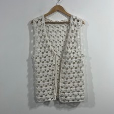 Handmade Crochet Vest Open Knit Boho Granny Square Sleeveless Womens Medium