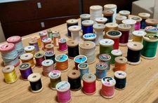 Vtg Lot of 58! Wooden Spools Sewing Thread Coats & Clark Star Talon Mccrory