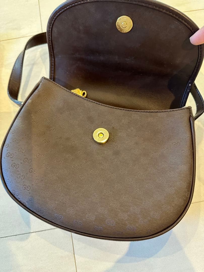GUCCI Crossbody Shoulder Bag Leather Brown Gold Hardware Vintage Logo From Japan thumbnail 24