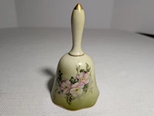 Vintage Hand Painted Nippon Dinner Bell with Beautiful Floral Design 3x3x5.5
