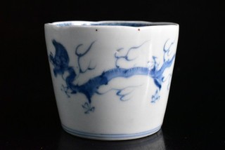 B5012: Japanese Old Imari ware Blue&White Cloud Dragon Muffle painting SOBA CUP