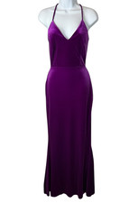 Windsor Purple Violet Velour Maxi Dress Evening Gown  Size S  Formal NYE HOCO